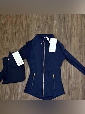 lululemon athletica Navy Full-Zip Athletic Jacket with Gold Hardware